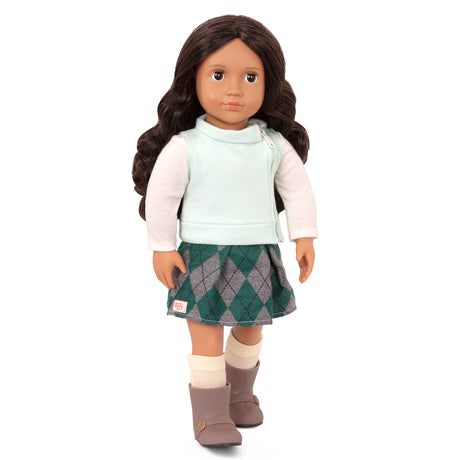 Lalka Our Generation Abril 46 cm, zabawka dla dziewczynek, z długimi włosami, miękkim tułowiem i ruchomymi kończynami.