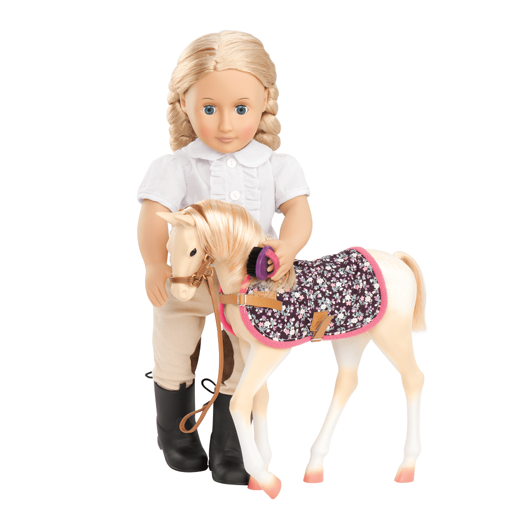 Unsere Generation: Ein Fohlen für eine Puppe mit Palomino -Fohlenzubehör