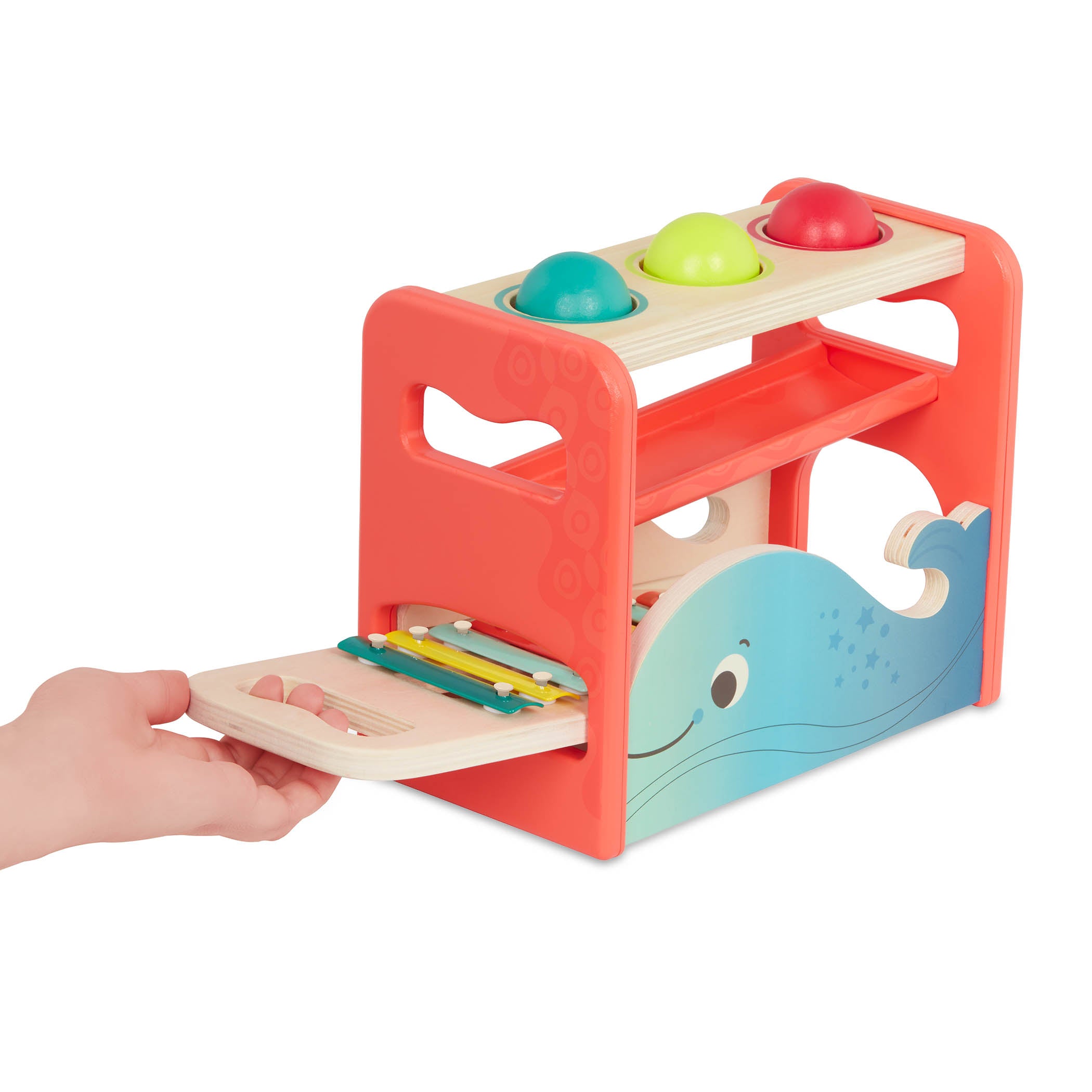 B.Toys: drewniana zabawka 2w1 Xylo-Pound Whale
