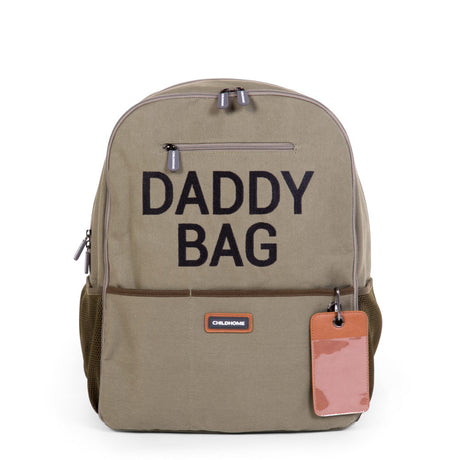 Stylowa torba do przewijania Childhome Daddy Bag kanwas khaki, idealna dla taty, z wieloma przegródkami na podróże i siłownię.
