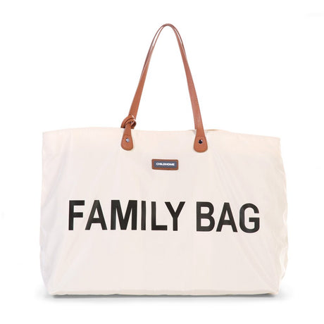 Kremowa torba podróżna Childhome Family Bag na rodzinne wyjazdy, pojemna z przegródkami, belgijski design, trwała i stylowa.