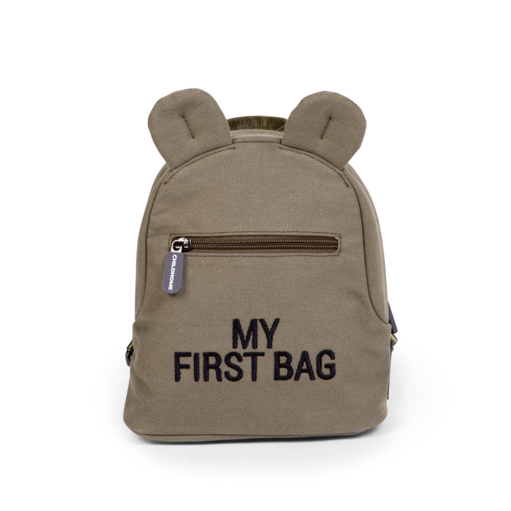 Plecak szkolny Childhome My First Bag Khaki dla dziewczynki, idealny dla pierwszoklasisty; uroczy i praktyczny.