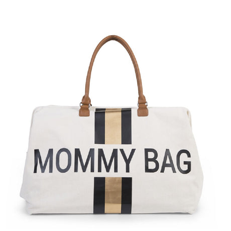 Stylowa torba podróżna do wózka Childhome Mommy Bag czarno-złota, pojemna i funkcjonalna, idealna dla aktywnej mamy.