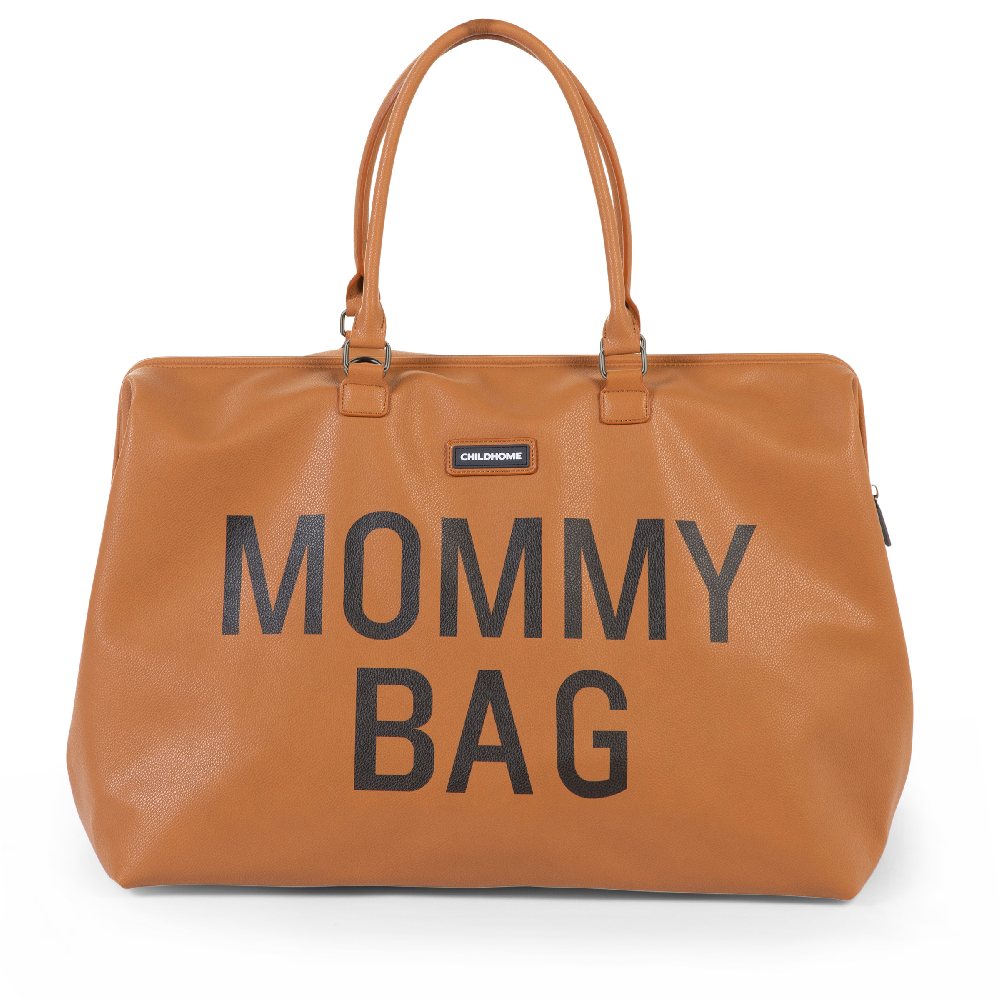 Brązowa torba podróżna Childhome Mommy Bag, elegancka i pojemna, idealna do wózka i na wyjazdy.