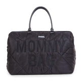 Czarna torba podróżna damska do wózka Childhome Mommy Bag, pikowana, funkcjonalna, pojemna, z przewijakiem i przegródkami.