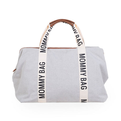 Szara torba do wózka Childhome Mommy Bag Signature, duża, stylowa z licznymi przegródkami idealna dla każdej mamy.
