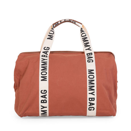 Torba podróżna Childhome Mommy Bag Signature Terracotta, duża pojemność, wiele przegródek, styl i funkcjonalność.