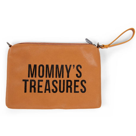 Torebka damska Childhome Mommy's Treasures brązowa z ekoskóry, stylowa, z przegrodą na telefon i kieszonką na suwak.