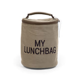 Torba termiczna na lunch Childhome My Lunchbag Kanwas Khaki, idealna śniadaniówka dla dzieci, trzyma jedzenie świeże.