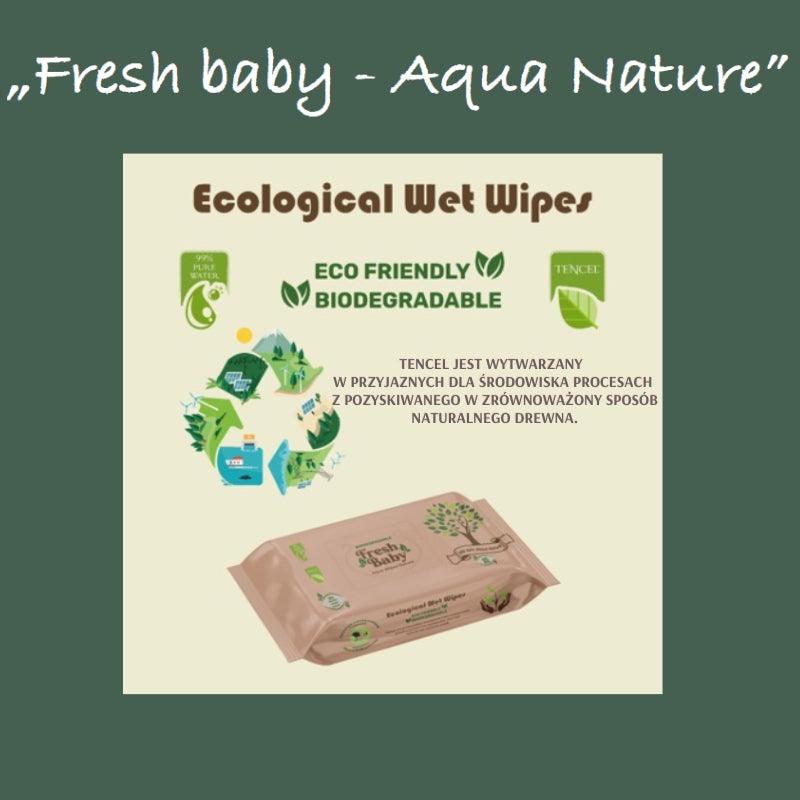 Fresh Baby: eko chusteczki grube nawilżane wodą Aqua Wipes Nature 60 szt. - Noski Noski