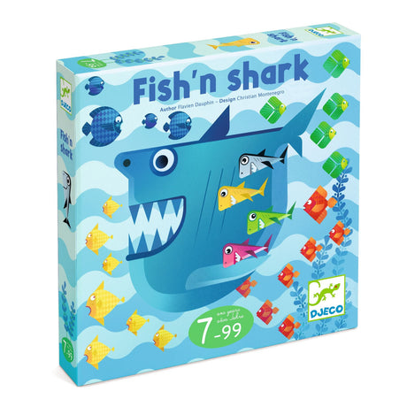 Gra Fish'n Shark Djeco - strategiczna gra planszowa dla dzieci, ucząca planowania, współpracy i zapewniająca wiele zabawy.