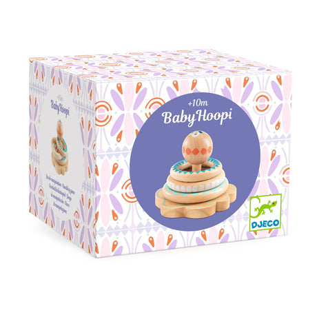 Układanka drewniana Djeco Babyhoopie - zabawka edukacyjna dla dzieci od 10. miesiąca życia. Puzzle rozwijające zdolności manualne.