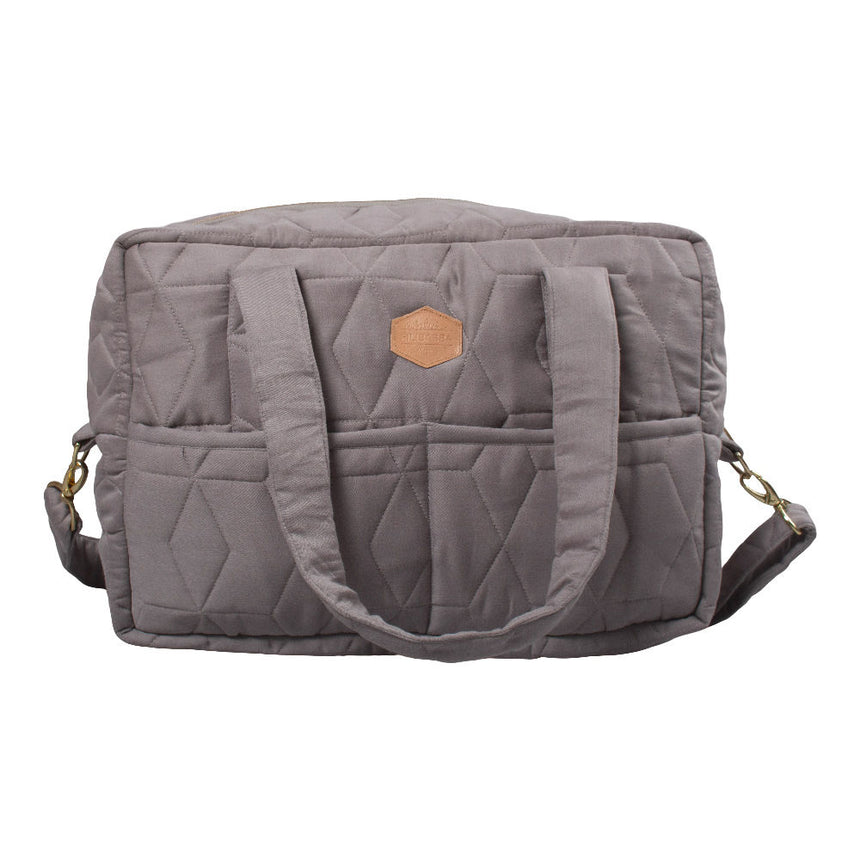 Torba do wózka Filibabba Dark Grey, bawełna organiczna, wygodna i funkcjonalna torba dla mamy z wieloma kieszonkami.