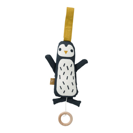 Pluszowa kołysanka pozytywka Fresk Pingwin polarny, idealna pozytywka świąteczna dla dziewczynki, wykonana z bawełny organicznej
