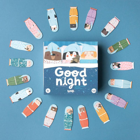 Gra Memory Londji Good Night dla dzieci z pięknymi ilustracjami od Can Seixanta, rozwija pamięć i spostrzegawczość.