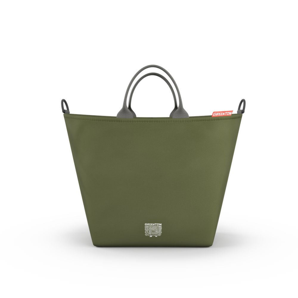 Torba shopper do wózka Greentom Shopping Bag Olive, pojemna torba na zakupy z materiałów z recyklingu dla eko-mamy.