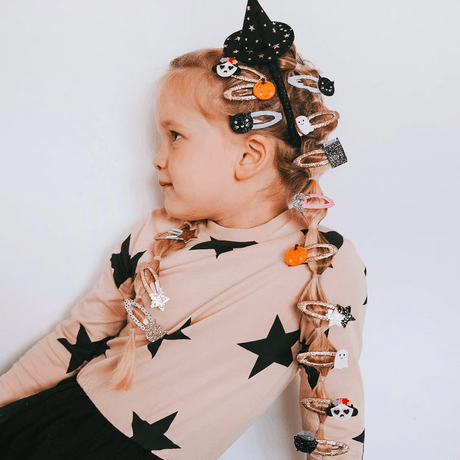 Ozdobne spinki do włosów Rockahula Kids Happy Ghost dla dzieci, połyskujące duszki idealne na Halloween.