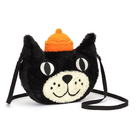 Pluszowa torebka dla dzieci z kotem Jellycat Jack, pojemna i miękka, 23 cm, idealna na skarby małych poszukiwaczy.
