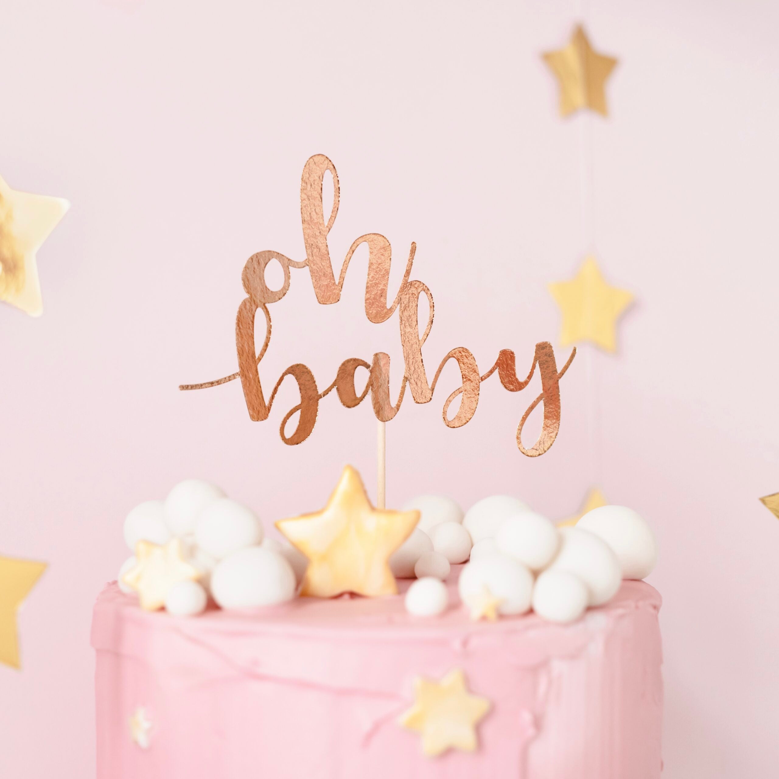 PartyDeco: Topper for Cake Pink Gold Oh Baby