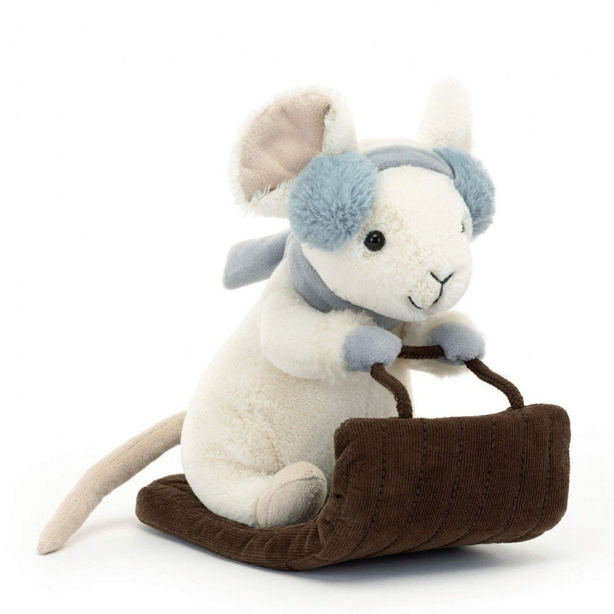 Jellycat: maskotka wesoła myszka na sankach 18 cm