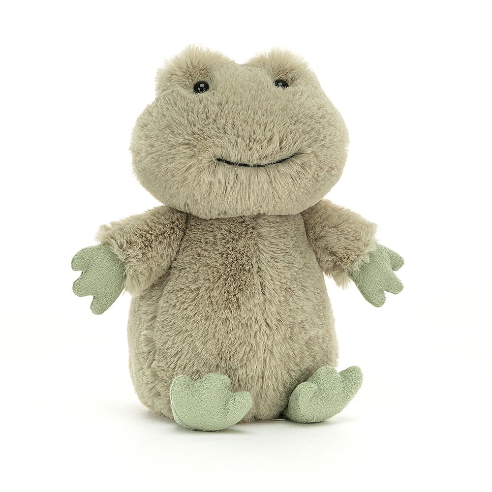 Mała zielona żabka Jellycat Nippit Frog mini 13 cm, mięciutka maskotka dla dzieci, pluszak do przytulania.