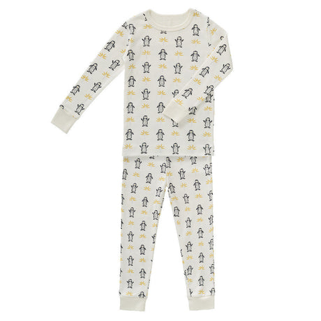Bawełniana piżama Fresk Pingwin dla malucha, z certyfikatem GOTS; dwuczęściowa, zapewnia komfort i bezpieczeństwo.