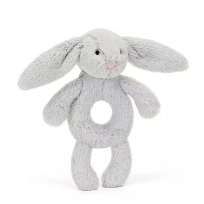 Jellycat: Sandbug Silver Bunny Bashful Bunny Ring Ruttle 18 см