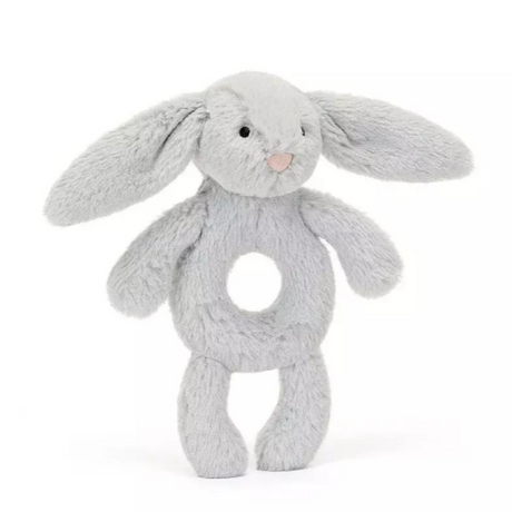 Grzechotka Jellycat Bashful Bunny Ring srebrna 18 cm, miękka i puchata przytulanka dla malucha.