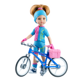 Lalka hiszpańska Paola Reina 32 cm z rowerkiem, ręcznie wykonana, najwyższa jakość, idealna zabawka dla dzieci.