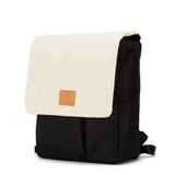 Plecak My Bag's Reflap Eco Black Cream, ekologiczny plecak do wózka z przetworzonych butelek PET, idealny dla aktywnych mam.