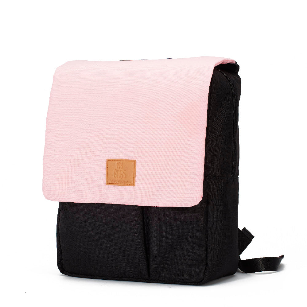 Plecak My Bag's Reflap Eco Black Pink - ekologiczna torba do wózka, stylowy plecak dla nowoczesnej mamy.