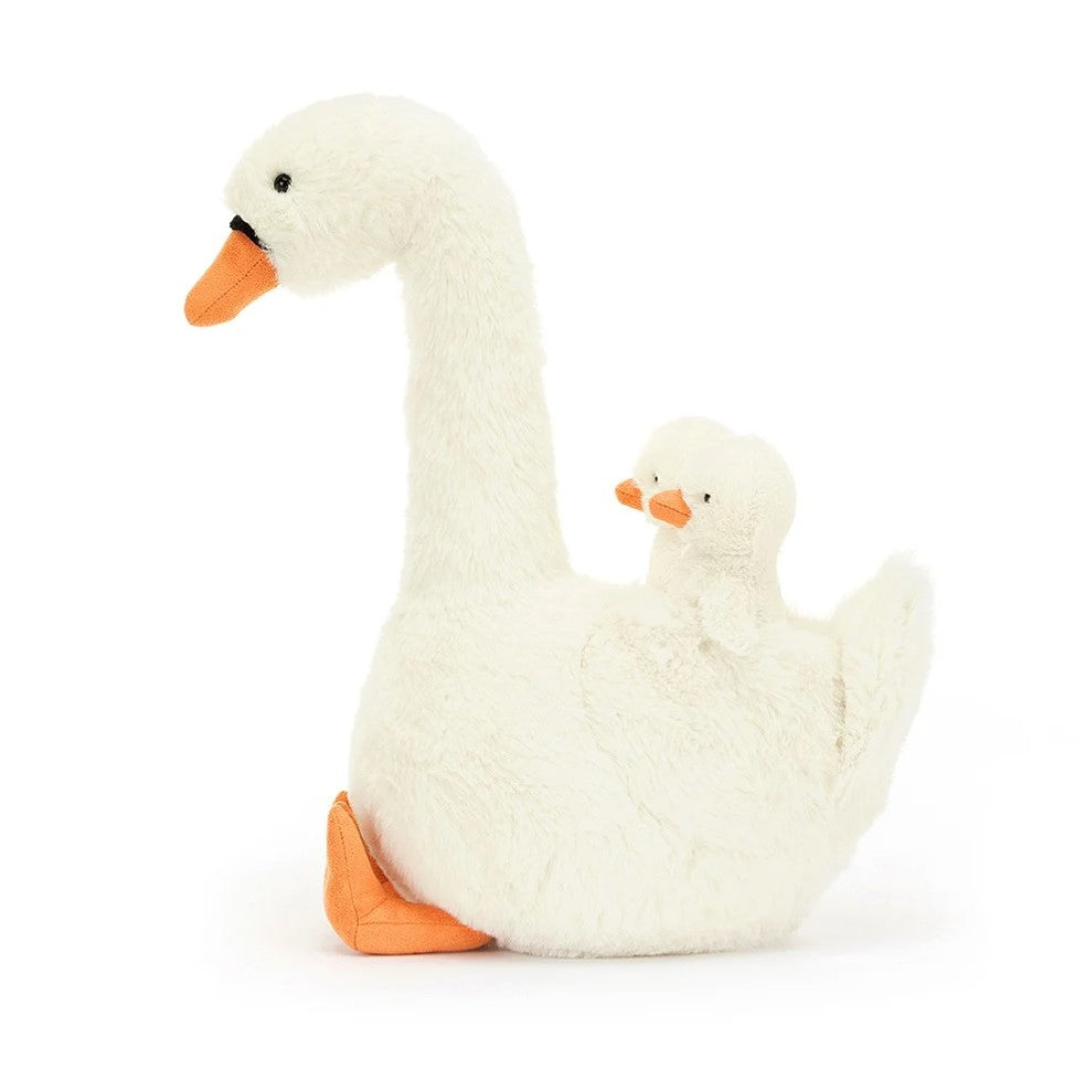 Pluszak łabędź Jellycat Featherful Swan z maleństwami 39 cm