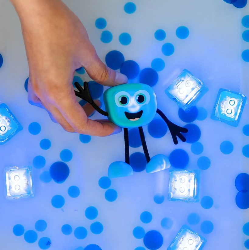 Glo Pals: A guy and glowing sensory cubes to the water light-up sensory toy sensors