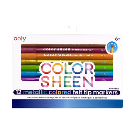 Ooly Color Sheen Metallic - 12 szt. metalicznych pisaków, idealne do dodania blasku w kreatywnych pracach plastycznych.
