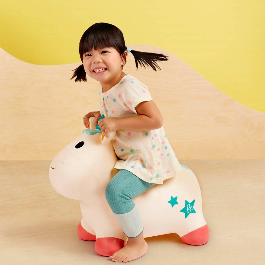 Skoczek dla dzieci Pixie Ride-On Unicorn Bouncy Boing wspiera rozwój motoryki dwulatków, zapewniając radosną zabawę.