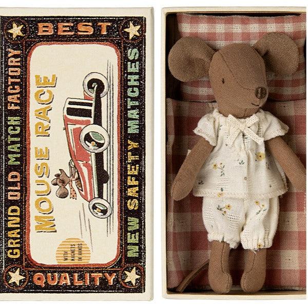 Maileg: Mouse in polka dots in the Big Sister In MatchBox 13 cm box
