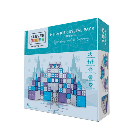 Klocki magnetyczne Cleverclixx Mega Ice Crystal Pack 180, pastelowe klocki konstrukcyjne dla kreatywnej zabawy dziecka.