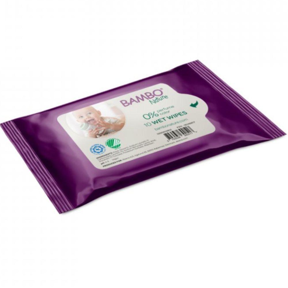 Bambo Nature: chusteczki nawilżane bezzapachowe Wet Wipes 10 szt. - Noski Noski