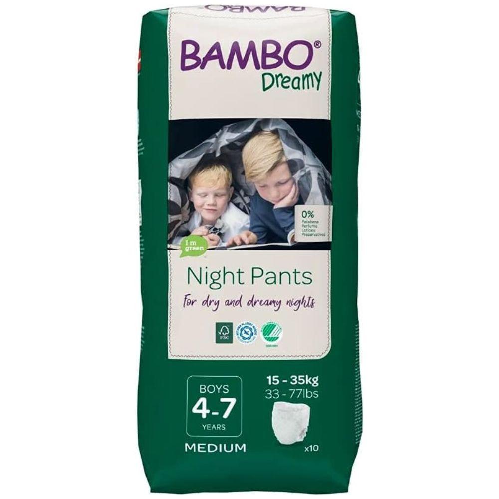 Bambo Nature: pieluchomajtki jednorazowe na noc Dreamy Night Pants Boy 4-7 lat 15-35 kg 10 szt.