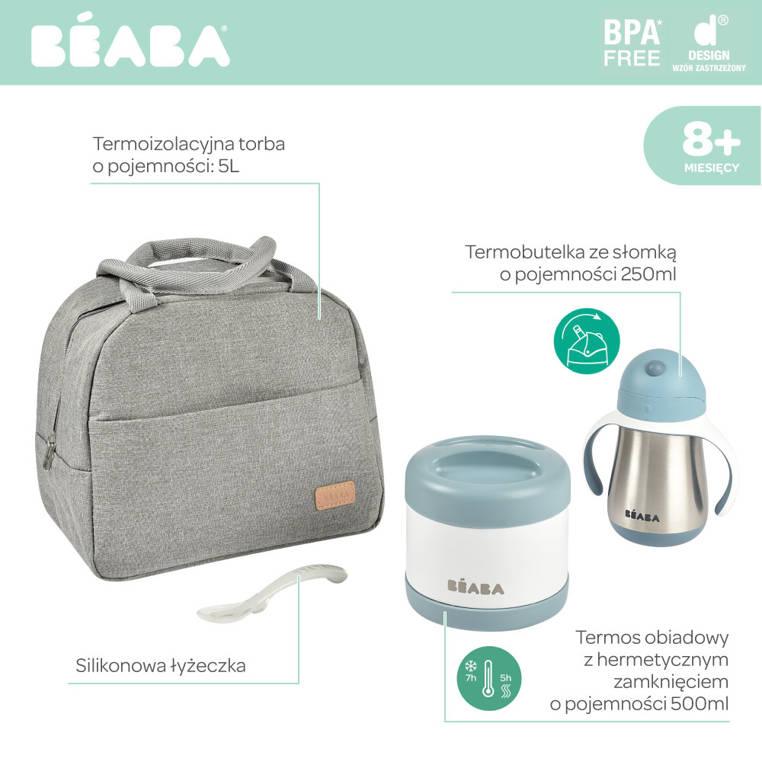 Béaba: zestaw podróżny w torbie izotermicznej: termos + bidon + łyżeczka - Noski Noski