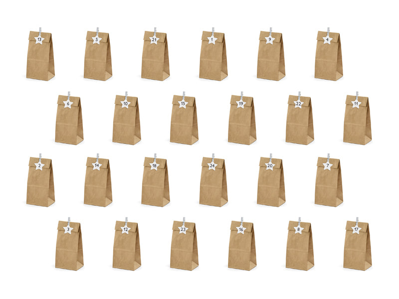 PartyDeco: torebki na kalendarz adwentowy Kraft