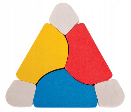 Puzzle drewniane Bigjigs Toys Triangle Twister, kolorowe elementy ruchome, rozwijają zręczność i ciekawość maluchów.