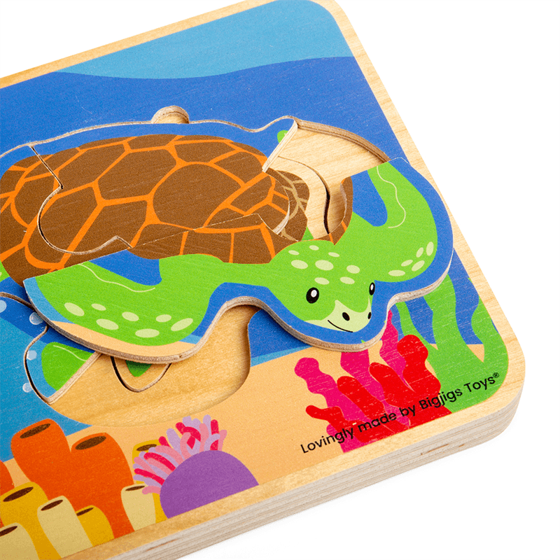 Bigjigs Toys: drewniane puzzle warstwowe żółw morski Lifecycle Puzzle - Noski Noski