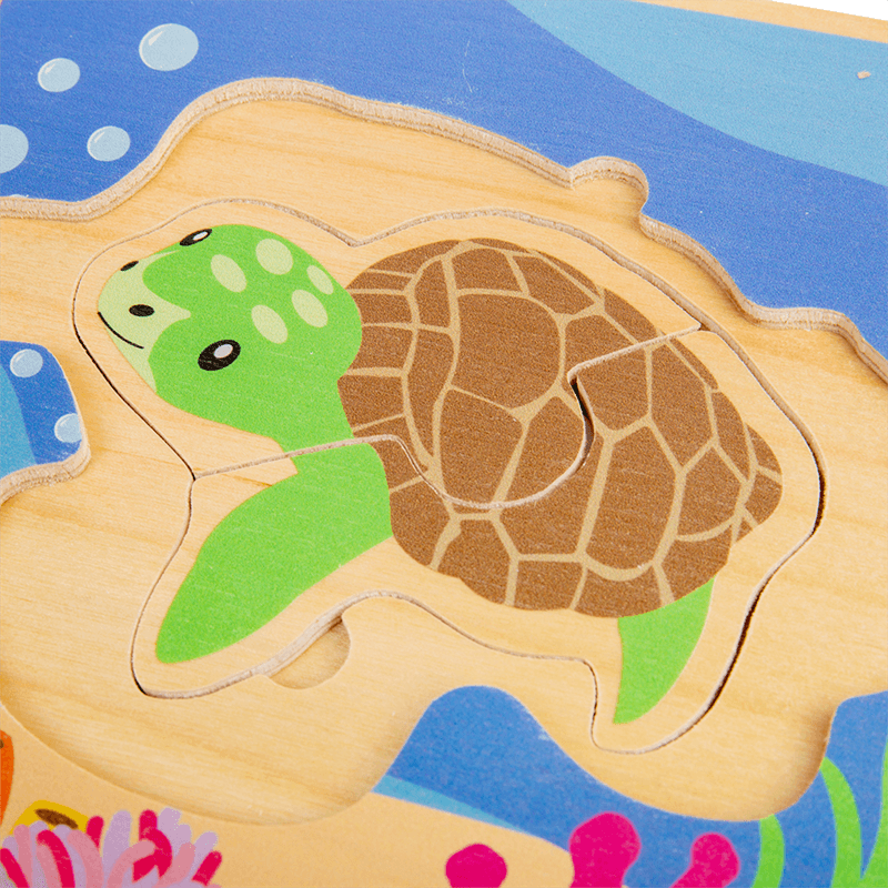 Bigjigs Toys: drewniane puzzle warstwowe żółw morski Lifecycle Puzzle - Noski Noski