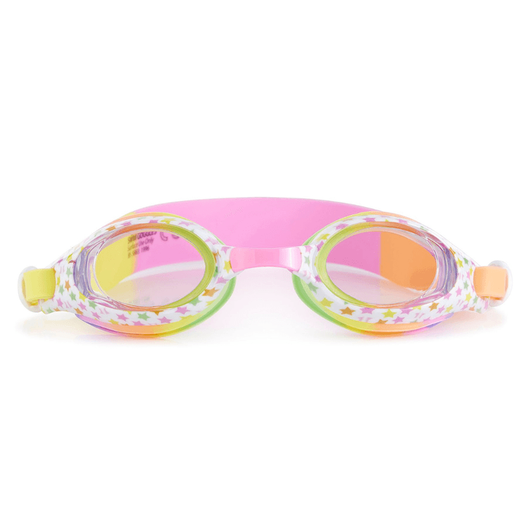 Okulary do pływania dla dzieci Bling2o Aqua2ude Fioletowa Gwiazdka, przeciwmgielne szkła UV, silikonowy nosek, pastelowe kolory.