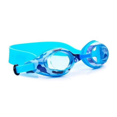 Okulary do pływania dla dzieci Bling2o Aqua2ude niebieski kamuflaż, przeciwmgielne szkła, UV, wygodny silikonowy nosek.
