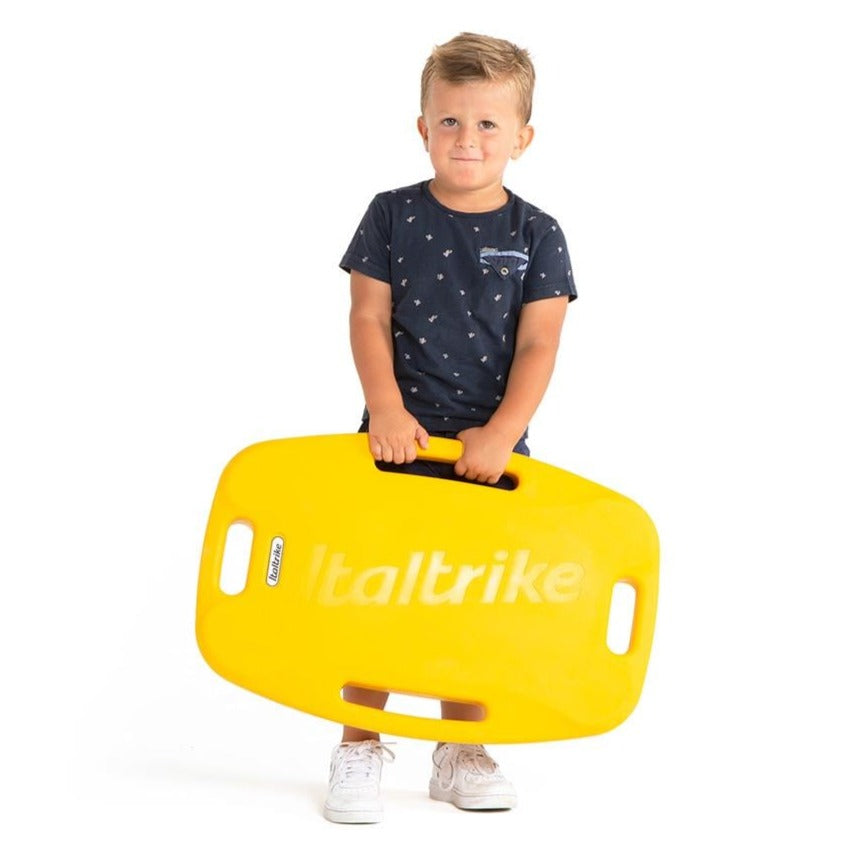 Italtrike: carte de planche à roulettes jaune sur les roues Mini AOLO Board