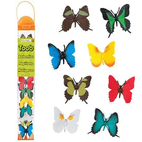 Zestaw 8 realistycznych figurek motyli Safari Ltd Butterflies Toob, idealny do zabawy i nauki owadów.