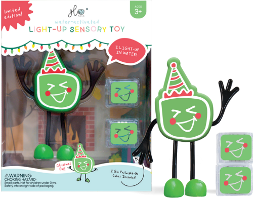 GLO PALS: Un gars et des cubes sensoriels brillants à l'eau Light-Up Sensory Toy Christmas Edition