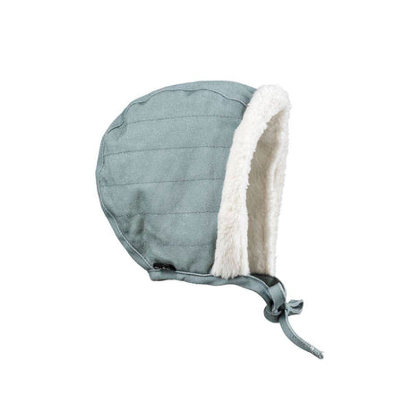 Czapka dla dziecka Elodie Details Winter Bonnet Pebble Green, miękka bawełna, ciepła na zimę, chroni uszy noworodka.